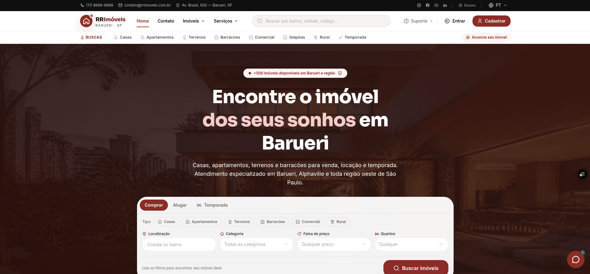 RR Imóveis Barueri, versão para computador