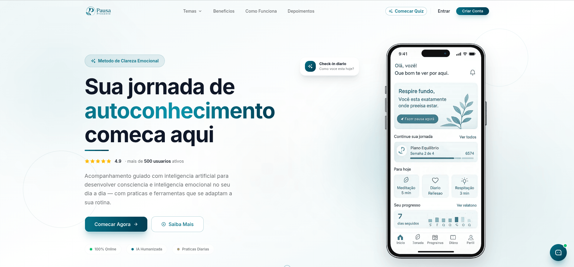Pausa Presente, versão para computador