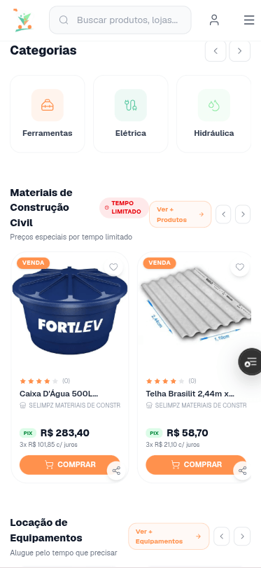 Shopping de Obras — versão mobile