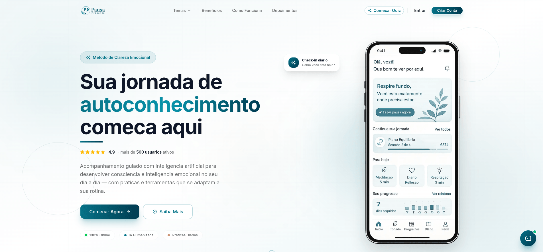 Pausa Presente — versão desktop